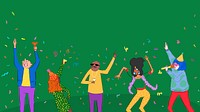 Green disco desktop wallpaper background, cute partying illustration