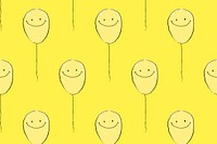 Yellow balloons pattern background, drawing illustration, seamless design