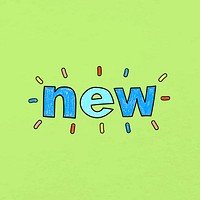 New word sticker, cute pastel green design vector