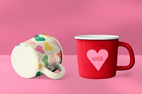 Mug cups, pink valentines design, anniversary gift 