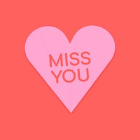 Heart shape psd stickers, miss you text