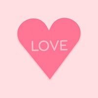 Heart shape vector stickers, love text