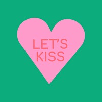 Heart shape vector stickers, kiss text