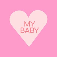 Heart shape vector stickers, baby text