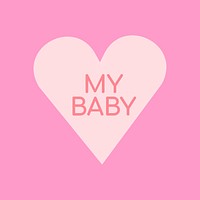 Heart shape psd stickers, baby text