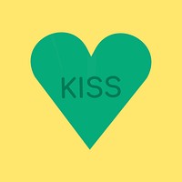 Heart shape vector stickers, kiss text