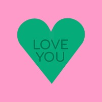 Heart shape psd stickers, love text