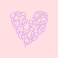 Aesthetic heart doodle clip art, cute love theme
