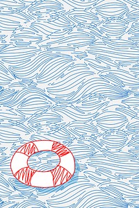 Lifesaver doodle on blue background design vector