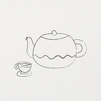 Teapot shape collage element cute doodle design vector