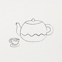 Teapot pencil drawing cute doodle design