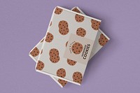 Cookie box packaging mockup on purple background psd