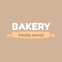 Cute rolling pin logo template, bakery brand design vector