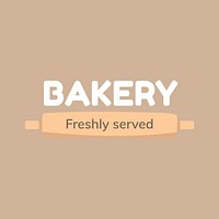 Cute rolling pin logo template, bakery brand design psd