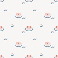 Cute cakes seamless pattern background social media post vector