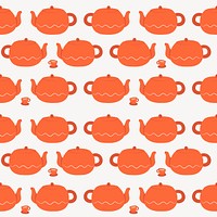 Cute orange kettle seamless pattern background social media post vector