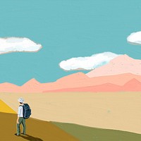 Watercolor mountain background, aesthetic exploration design
