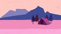 Field HD wallpaper, hand drawn camping design