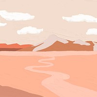 Desert acrylic painting, nature background, aesthetic design vector