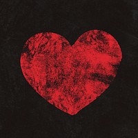 Distressed heart sticker, red design psd
