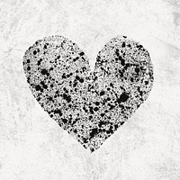 Distressed heart sticker, black design psd