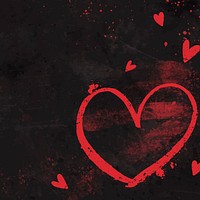 Black background, heart brush design vector