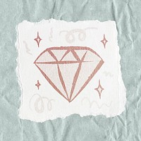 Diamond doodle sticker, ripped paper aesthetic psd