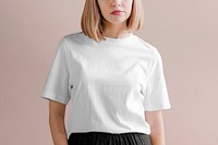 Women&rsquo;s white t-shirt, casual fashion with blank design space