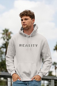 Man in gray hoodie, casual wear fashion