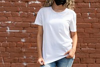 Woman in white tee casual wear fashion