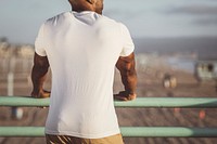 Tourist at the Venice beach, African American man backside