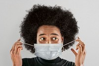 Woman wearing surgical mask, new normal lifestyle