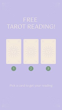 Minimal facebook story template, tarot card reading, marketing ad psd