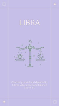 Minimal Instagram story template, Libra sign, astrology reading psd