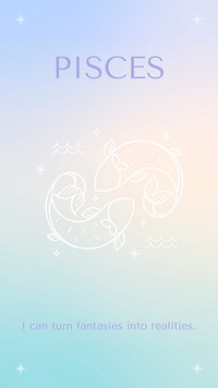 Pastel gradient Instagram story template, Pisces sign, astrology reading psd