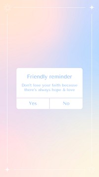 Friendly reminder instagram story template, aesthetic notification graphic psd