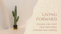 Inspirational quote blog banner template, minimal living forward graphic psd