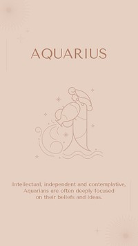 Minimal Instagram story template, Aquarius sign, astrology reading psd