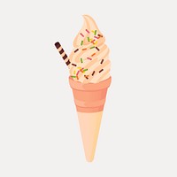 Ice-cream cone clipart, dessert illustration vector. Free public domain CC0 image.