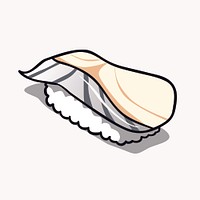 Mackerel sushi sticker, Japanese food illustration vector. Free public domain CC0 image.