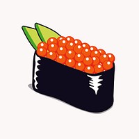 Salmon roe sushi sticker, Japanese food illustration vector. Free public domain CC0 image.