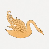 Vintage swan sticker, bird animal illustration psd