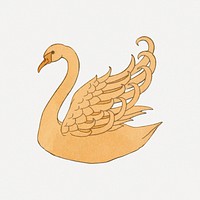 Vintage swan sticker, bird animal illustration psd