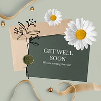 Get well Instagram post template, editable text psd