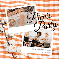 Picnic event Instagram post template, editable text psd