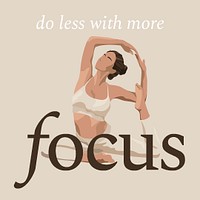 Yoga aesthetic Instagram post template, health and wellness quote psd