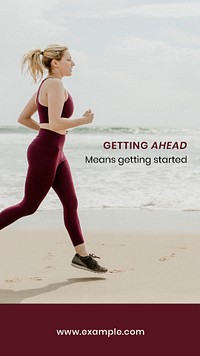 Jogging woman Instagram story template, wellness ad psd