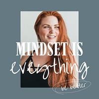 Wellness aesthetic Instagram post template, mindset is everything quote psd