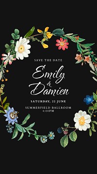 Floral wedding Instagram story template, celebration event psd