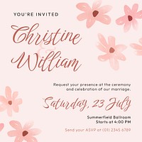Floral wedding Instagram post template, pink Spring aesthetic psd